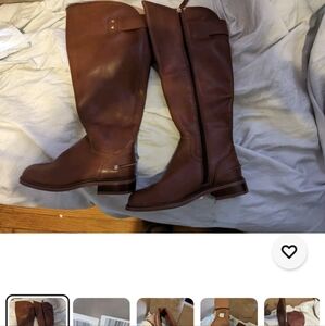 Franco Sarto Chestnut Leather Boots Sz 5